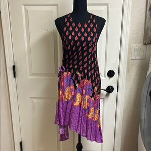 Free People Black, Purple, Red  Dress, Size Small, Pit to Pit 20, Length 36” NWT